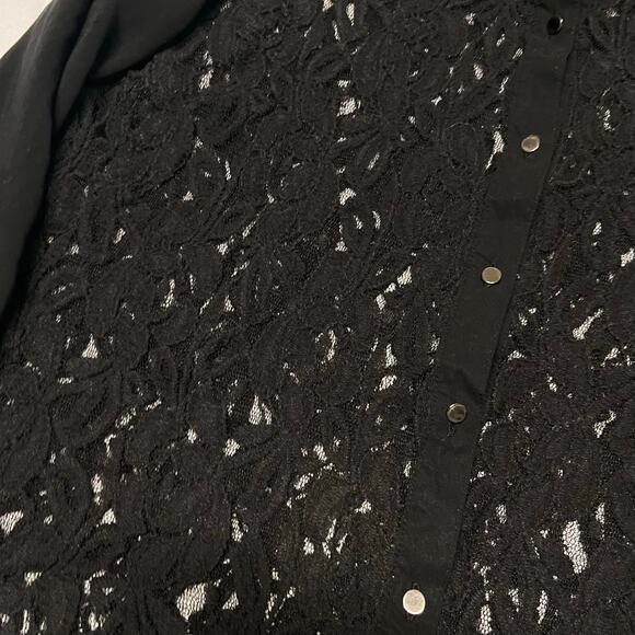 I.N. Studio Top Cover Up See Through Long Sleeve XL Black - Picture 3 of 7